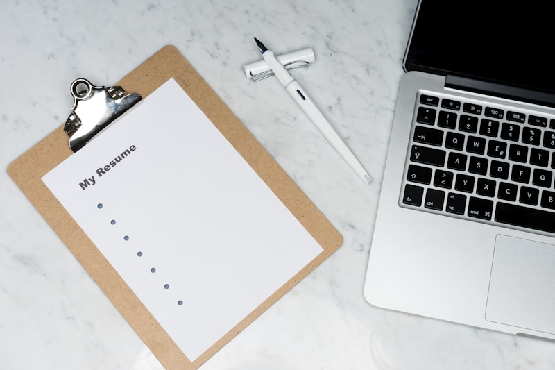 Resume documents on a desk
